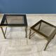 Tables gigognes vintage 1970 métal doré & verre