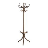 Vintage bentwood coat rack in Thonet style / Dark wood coat rack with shadow.