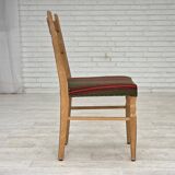 1970s, set of 2 Danish dining chairs, furniture wool, solid oak wood.