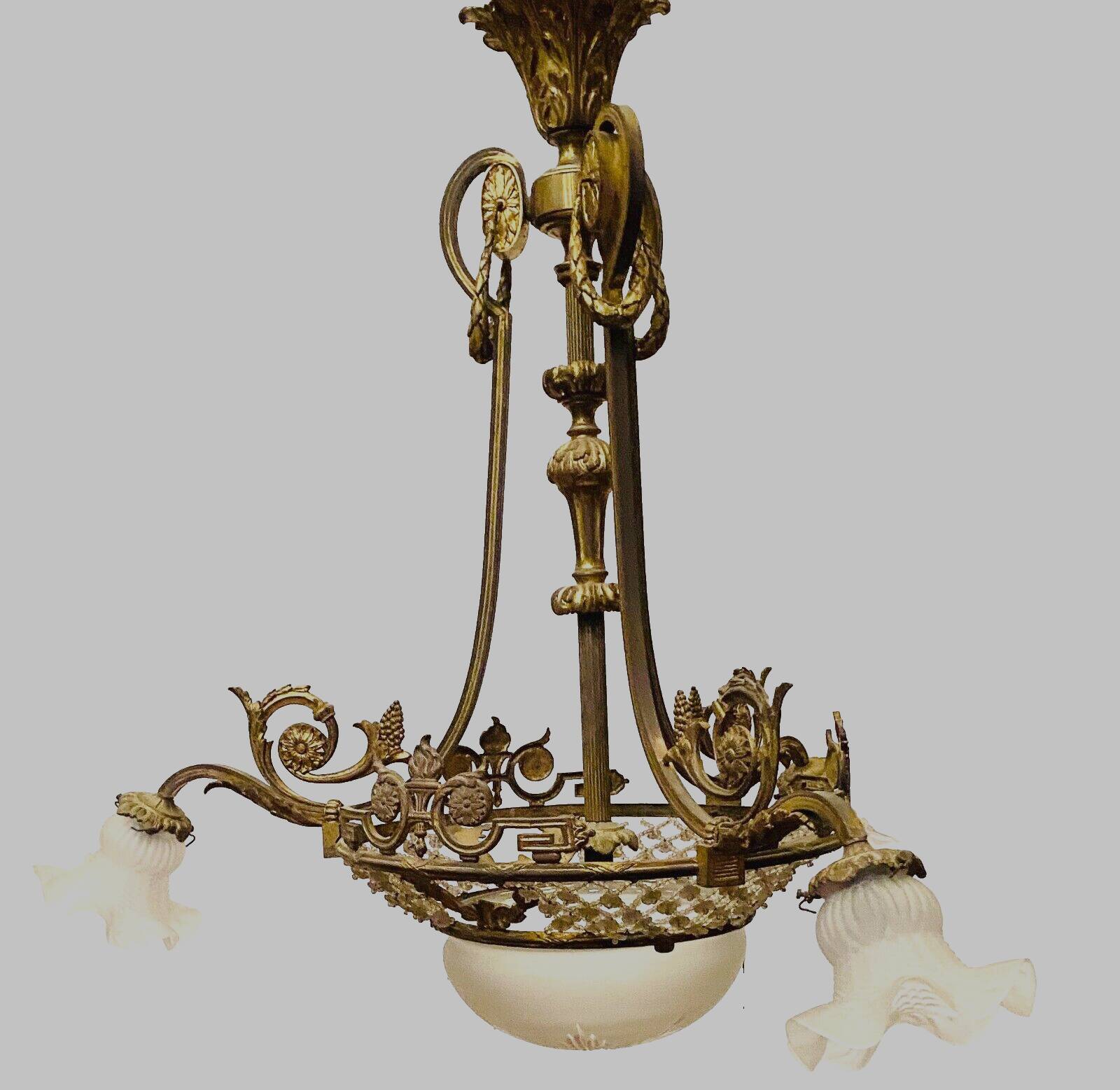 Louis XV style chandelier in bronze and frosted glass 20th century