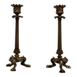 Old pair of bronze candlesticks
