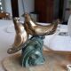 Lamp marble metal golden frosted glass 1940