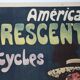 American crescent cycle bike poster signed Misti Litho Stars & Stripes lune 1898 litho