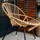 Old vintage metal foot rattan chair