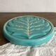 Turquoise and gold leaf slip trivet