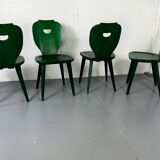 Set of 4 Swedish green pine designer chairs from Svensk Fur, 1950s of