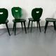 Set of 4 green pine chairs by Svensk Fur, Sweden, 1950s.