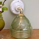 Vintage art deco tulip wall lamp in green and gold glass