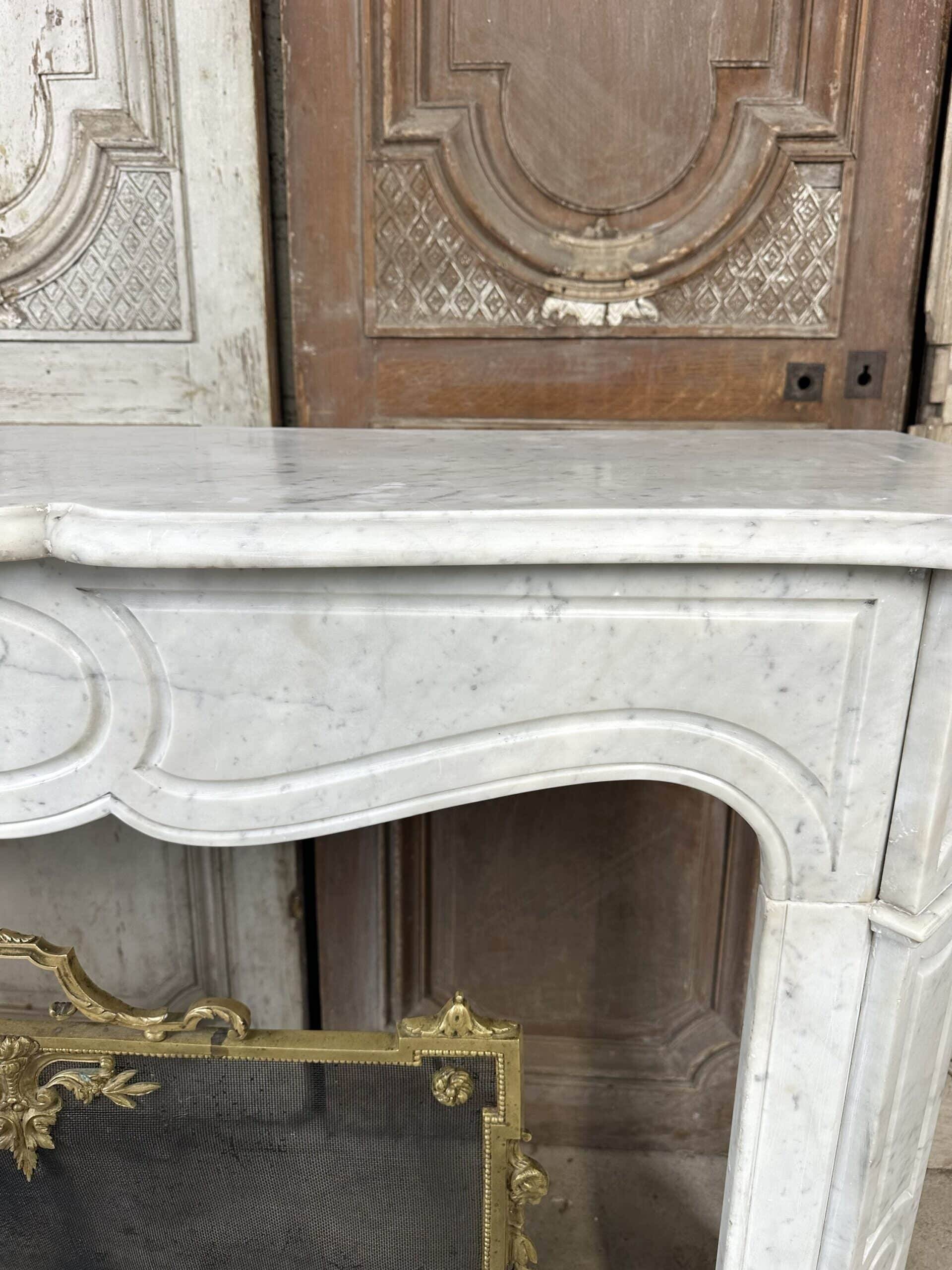 Louis XV style fireplace in white marble circa 1900