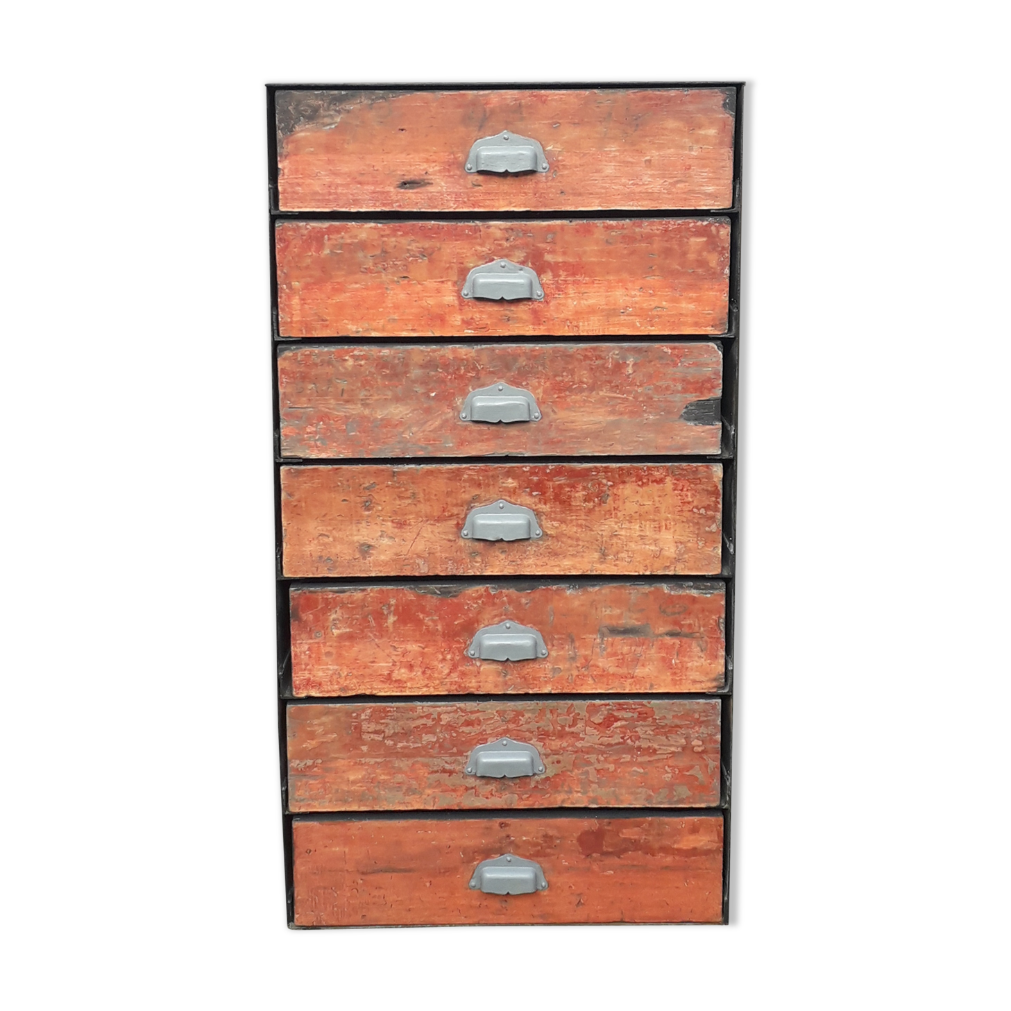 Meuble industriel rangement semainier pièce unique relooké metal bois