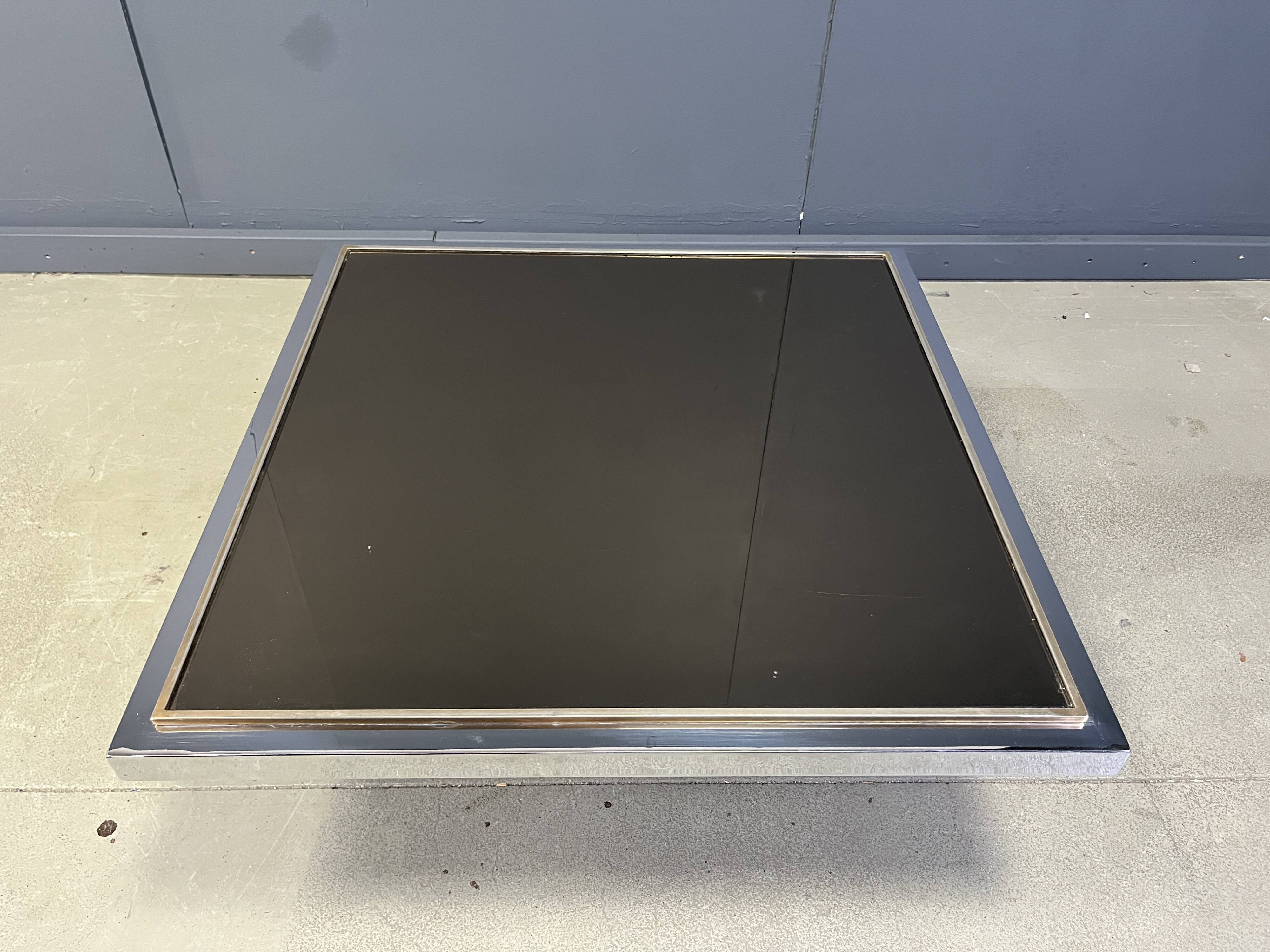 Vintage chrome and brass coffee table, 1970s