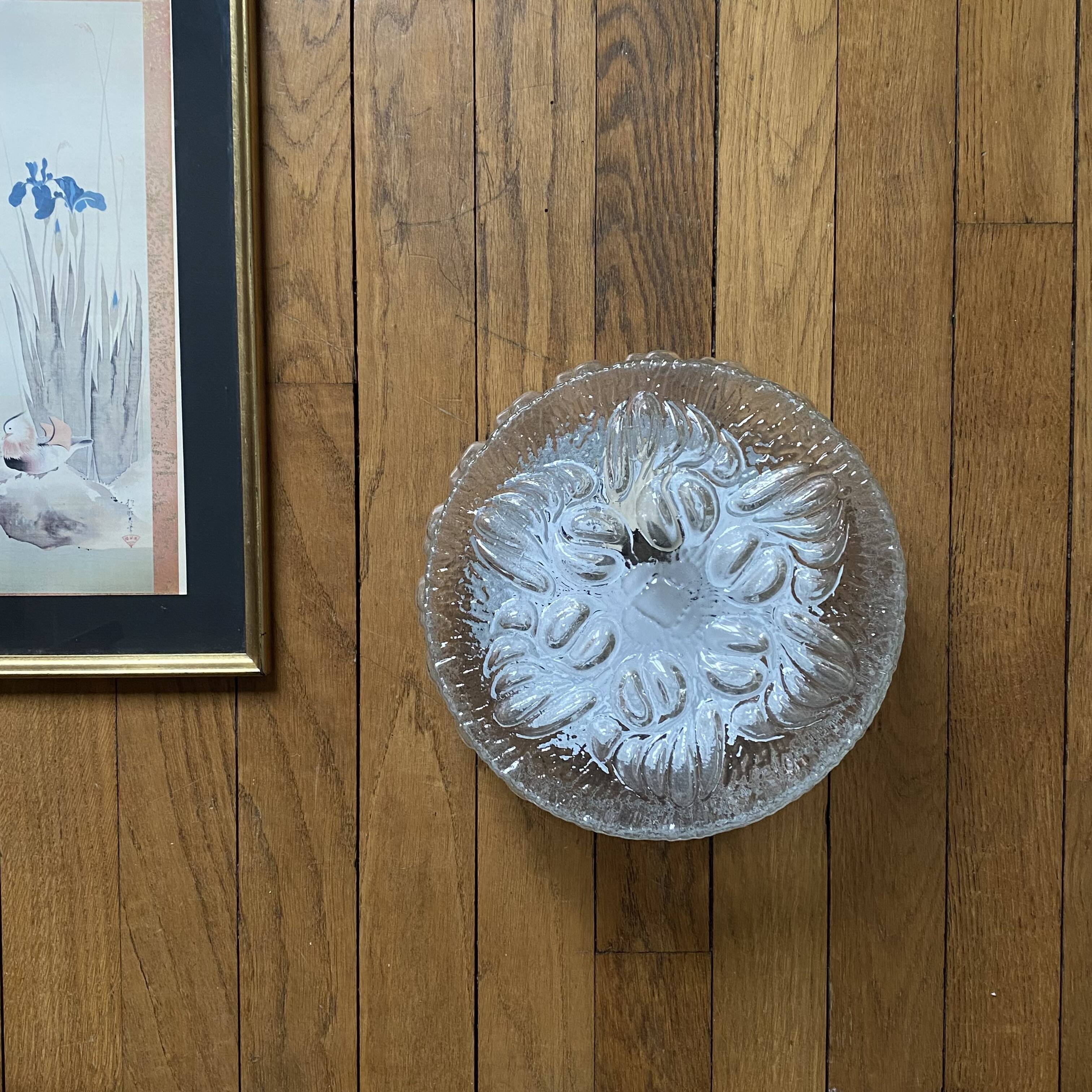 Molded glass wall sconce, 1970s-1980s, ceiling light