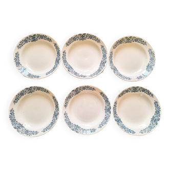 6 soup plates, iron earth, Longchamp, mid-20th century