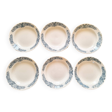 6 soup plates, iron earth, Longchamp, mid-20th century
