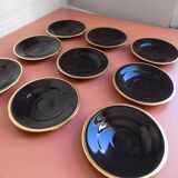 set of 9 black and gold Salins cups and saucers