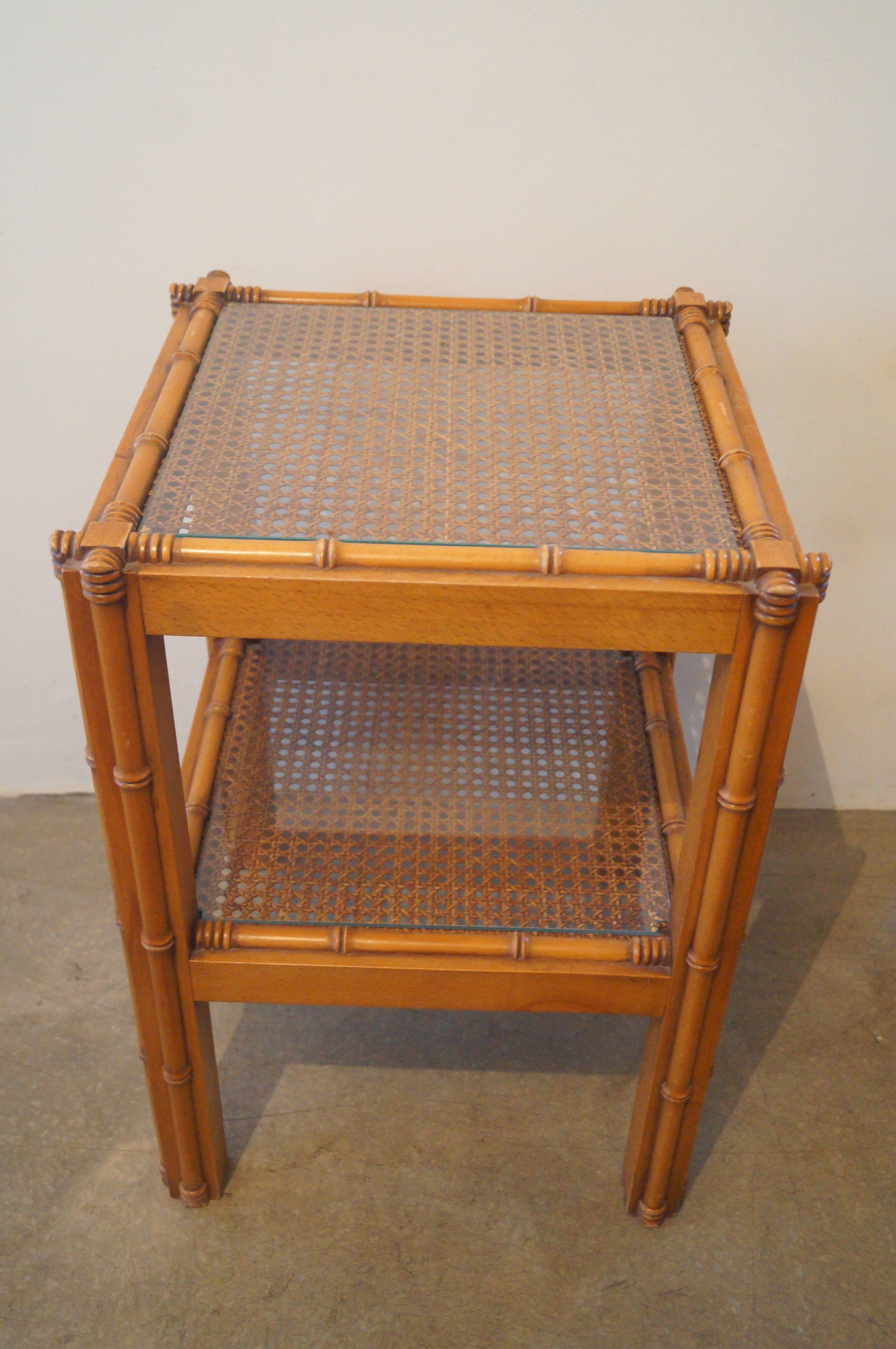 Bamboo side table in wood 1960