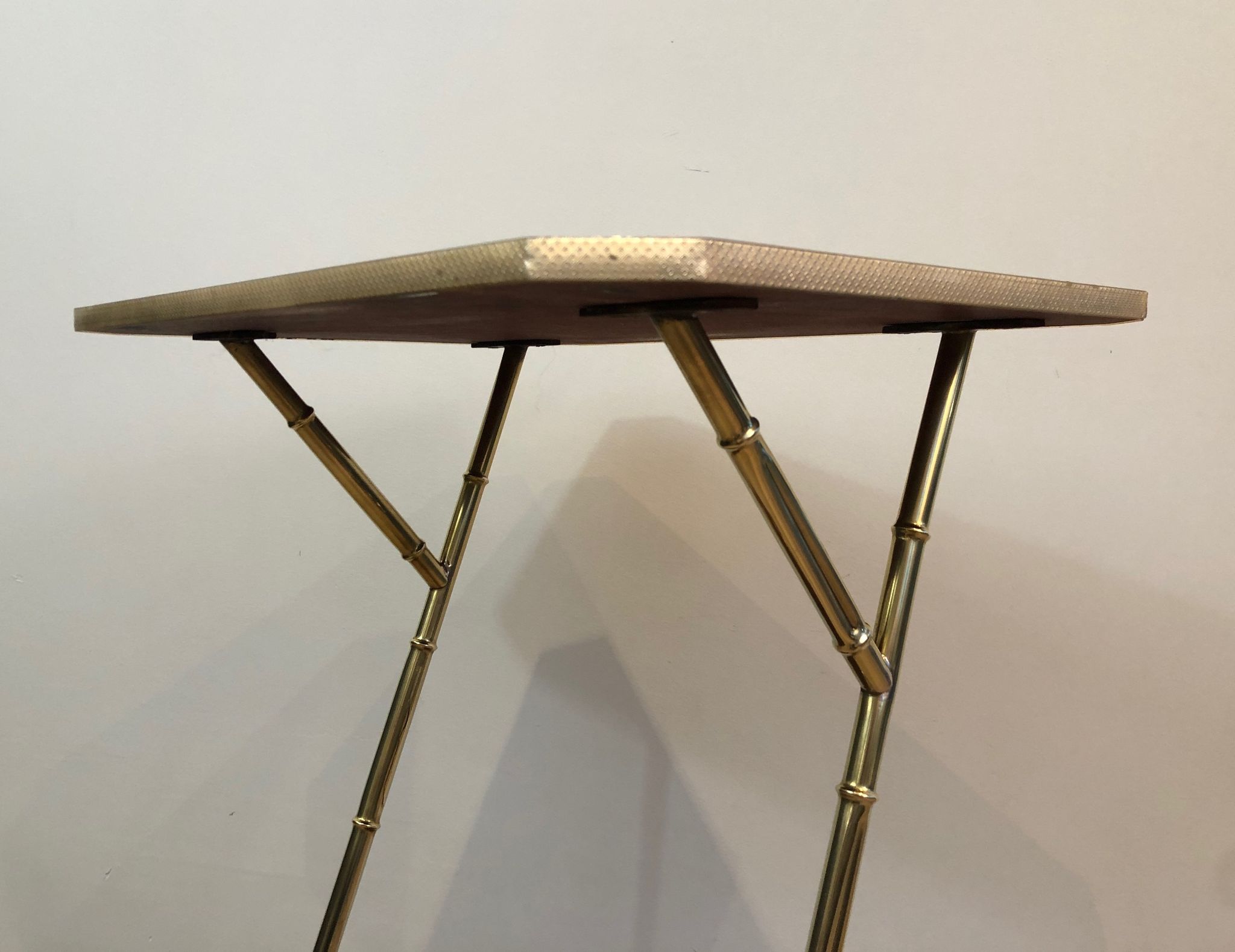 Mahogany and gold metal harness faux-bamboo way. french work. around 1970