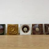 Carreaux en céramique au design unique / Tchécoslovaquie, années 1960, jamais utilisés, 23 pièces