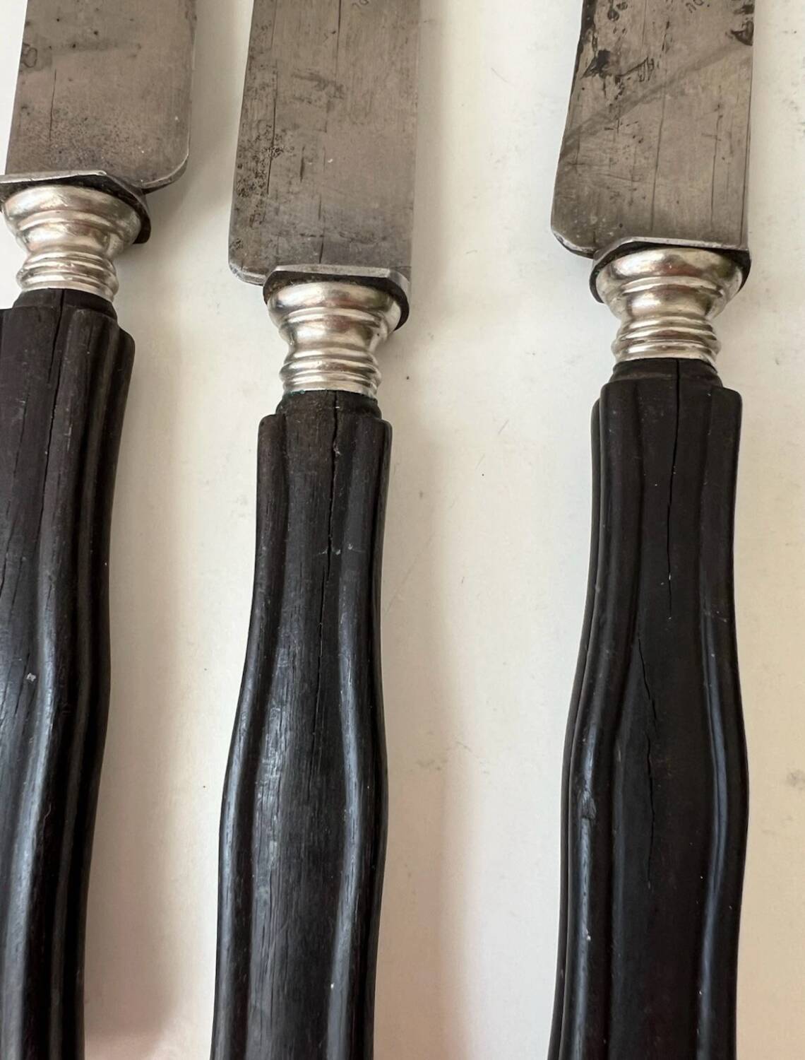 Set of 11 blackened wood table knives Napoleon III XIX