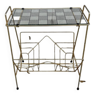 Checkerboard magazine rack in plexiglass and metal