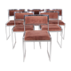 Suite de 6 chaises en acier chromé et velours marron circa 1970