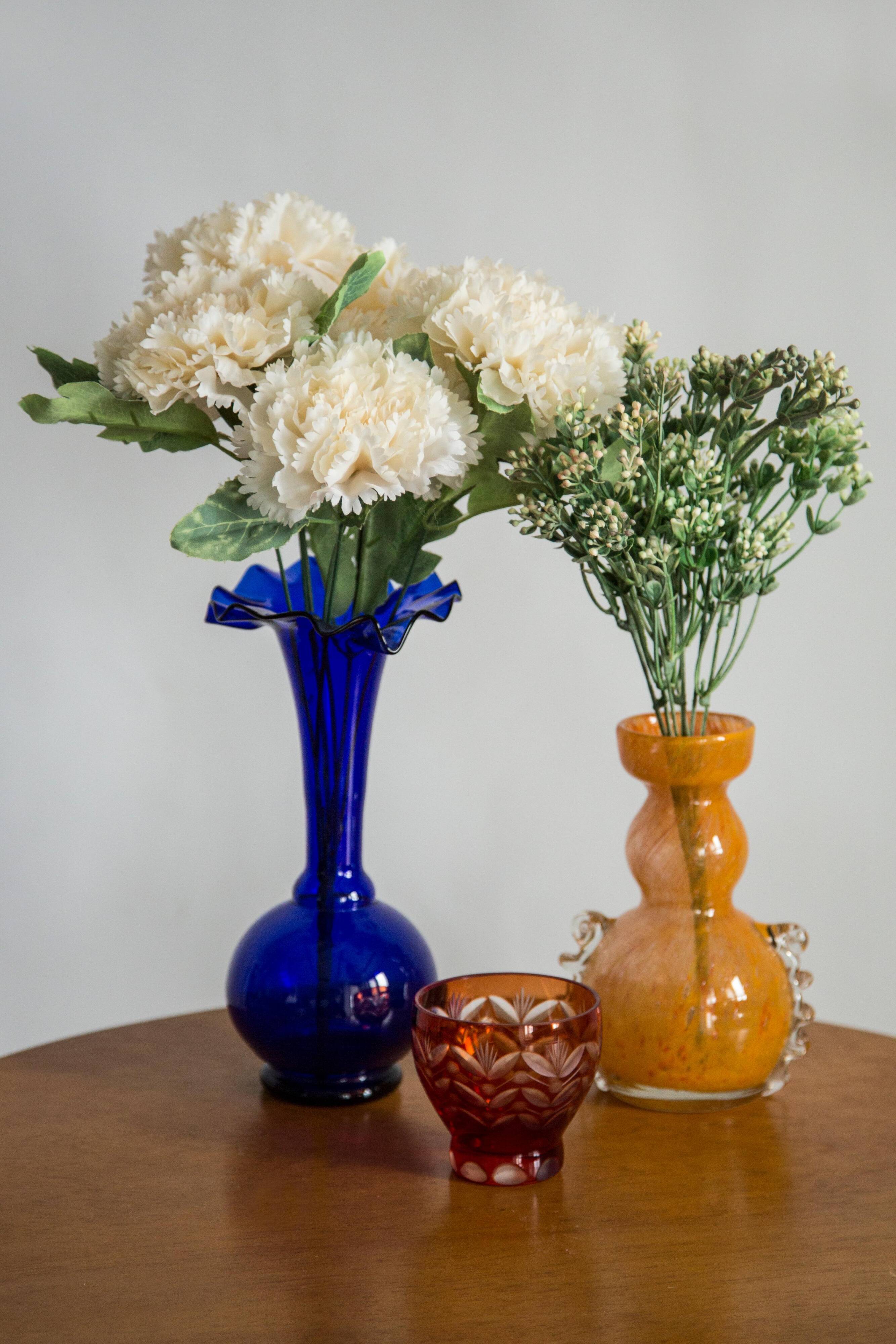 Blue mid-century vase with frills, Europe, 1960s