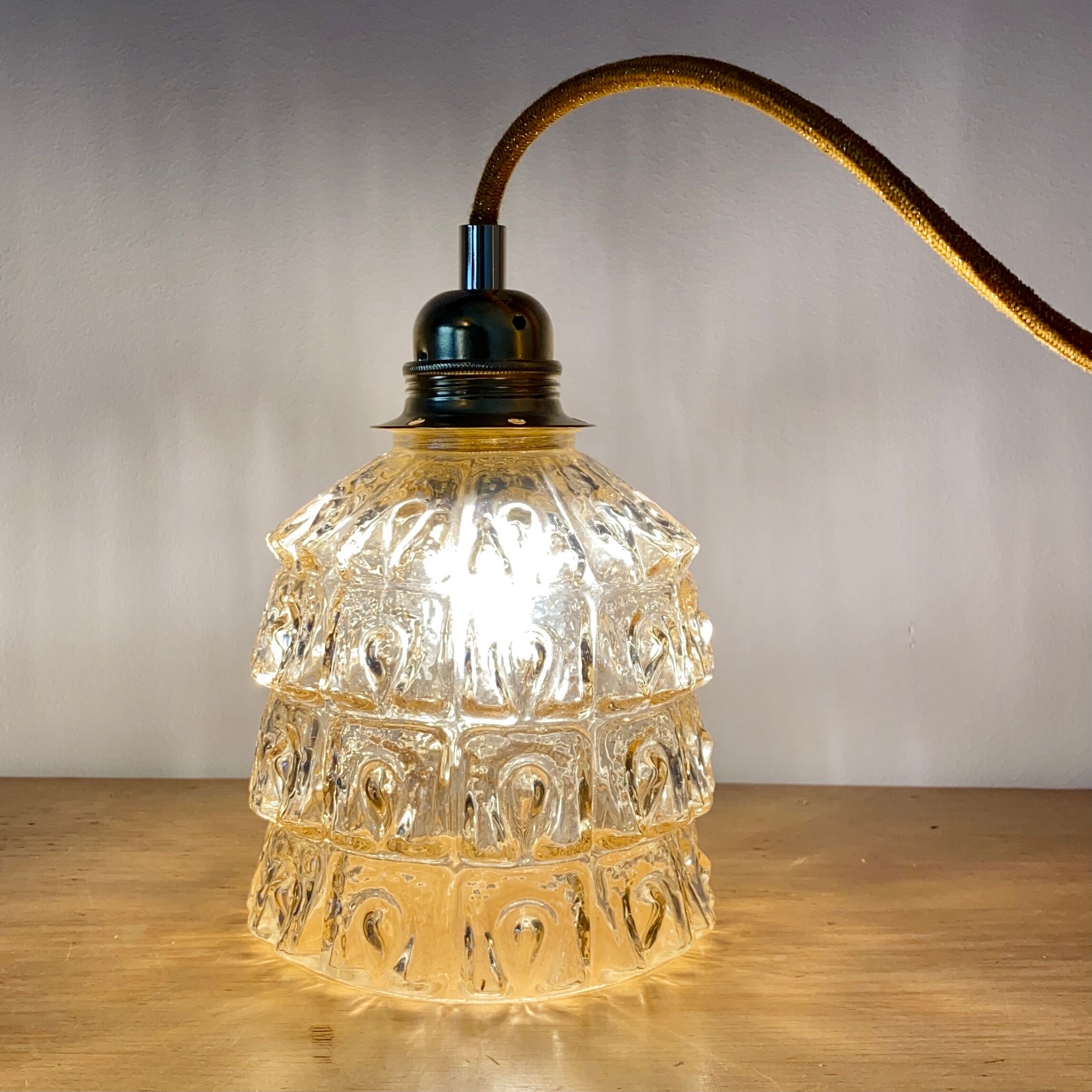 Vintage amber glass globe lamp