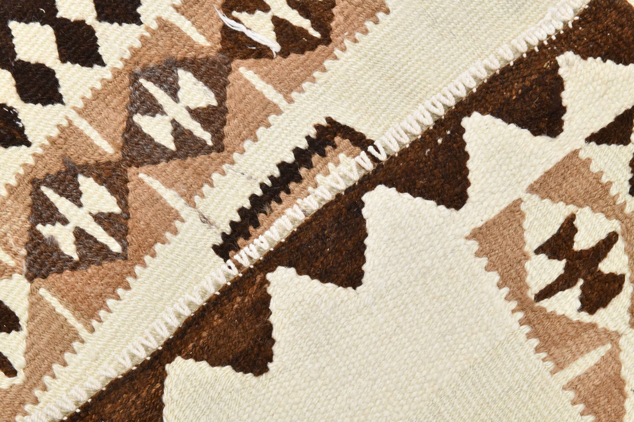 Vintage Dark Brown & Beige Classic Kilim Runner Rug, 86x252Cm