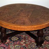 Inca design  leather top coffee table, Angel Pazmino, Ecuador 1970s