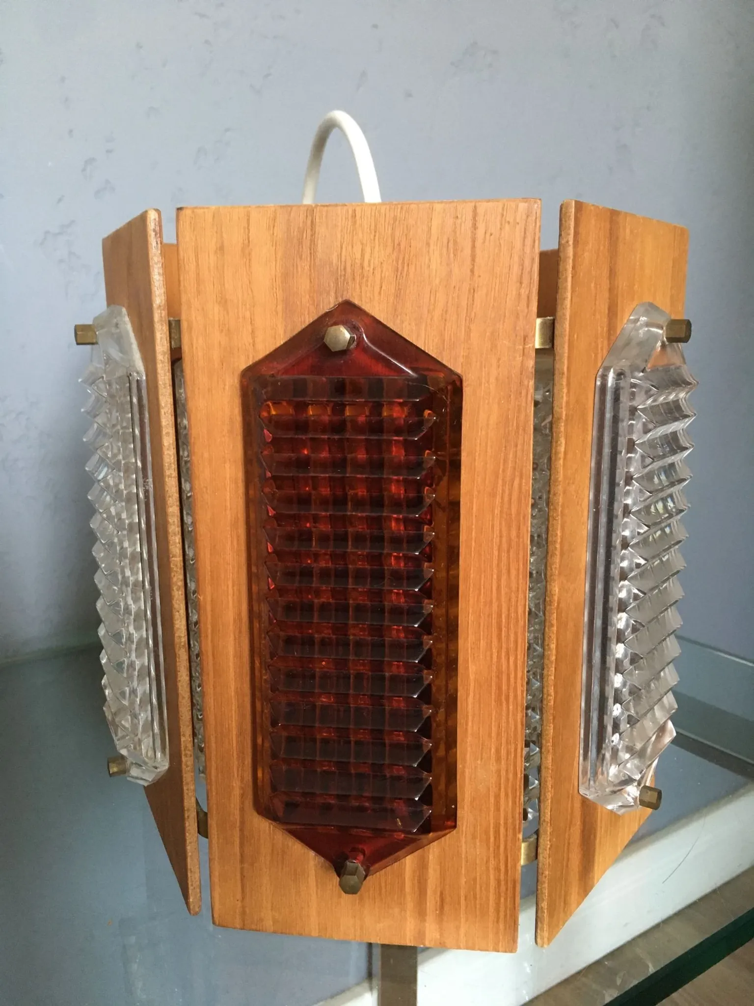 Wiktor Berndt for Flygfors pendant lamp, teak and glass, 1970s