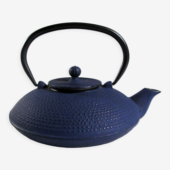 Japanese teapot in blue cast iron