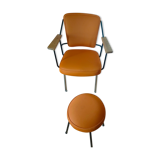 Two-matirere armchair with its footrest
