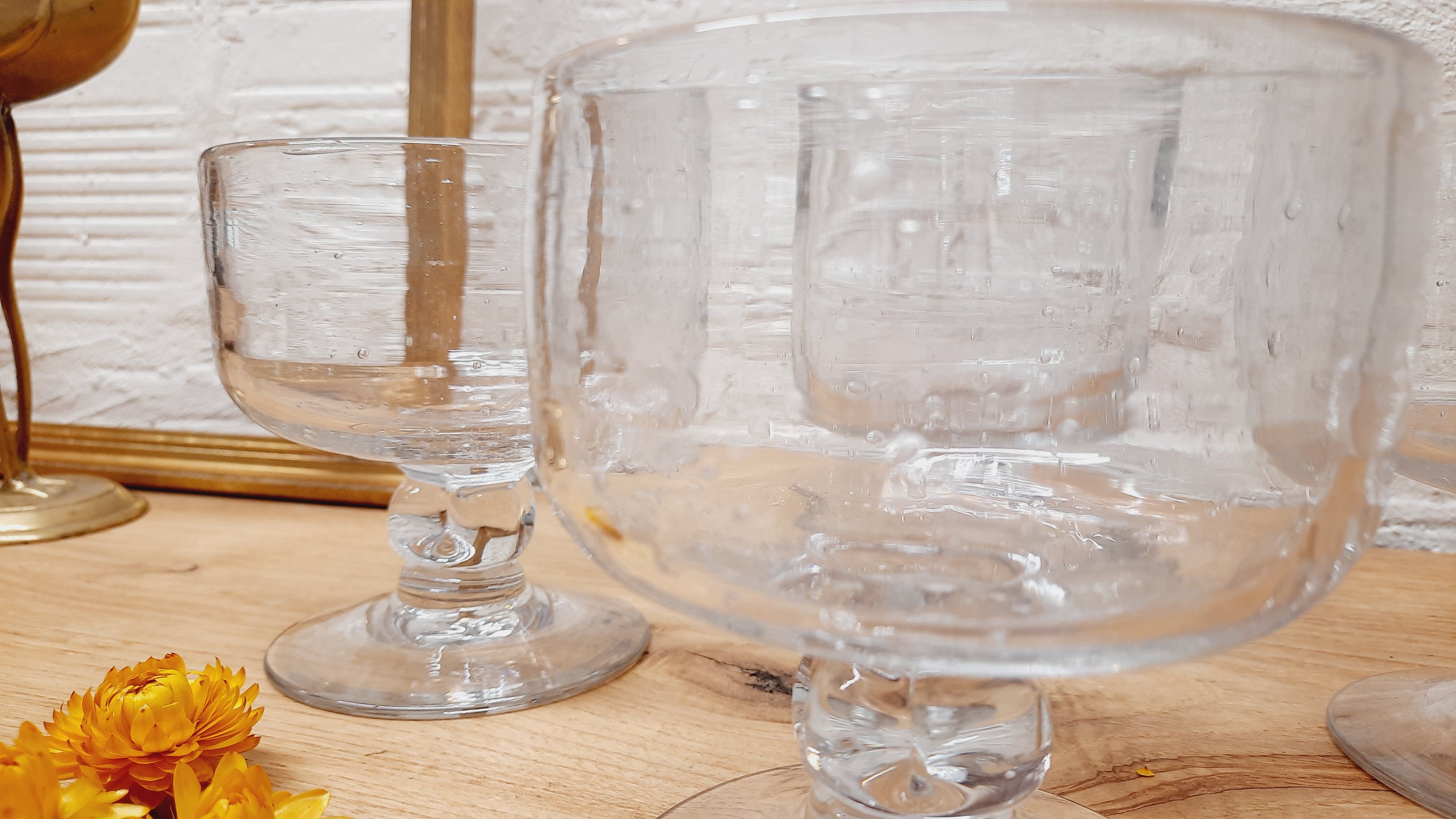 Set 4 coupes  verre bullé