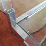 Table basse lucite, verre et métal années 80