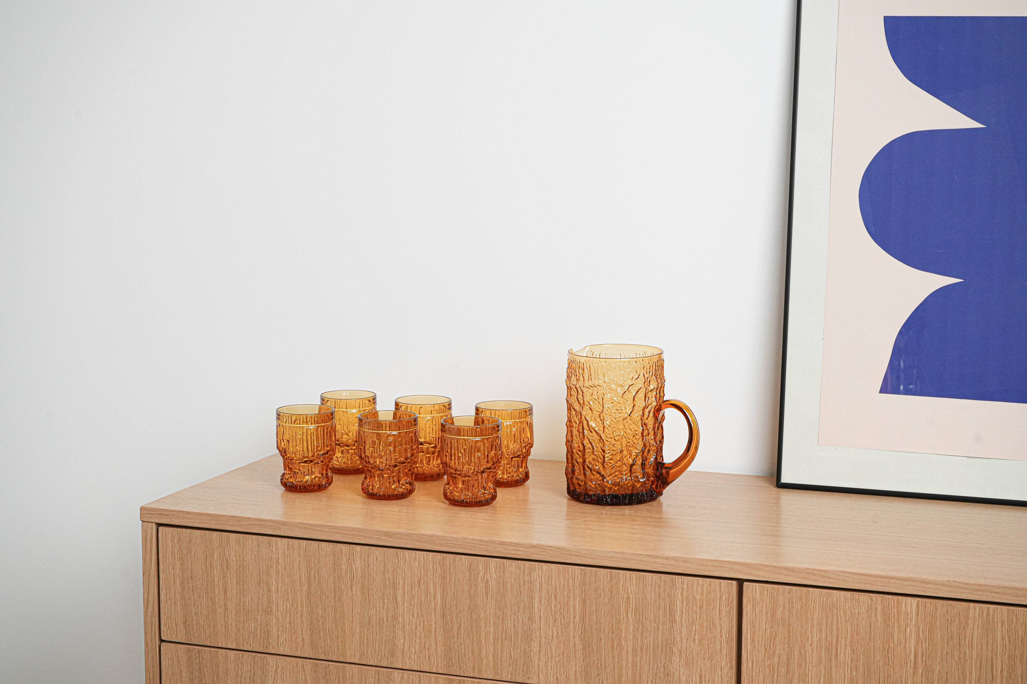 Glass jug, Italian design, 1960s, made in Italy