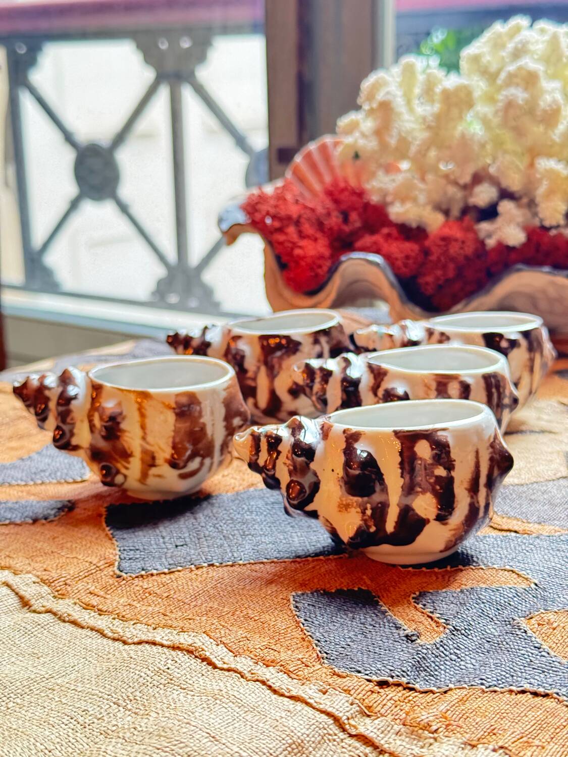 1960 (60's) tea or coffee service, shell shape, Vallauris