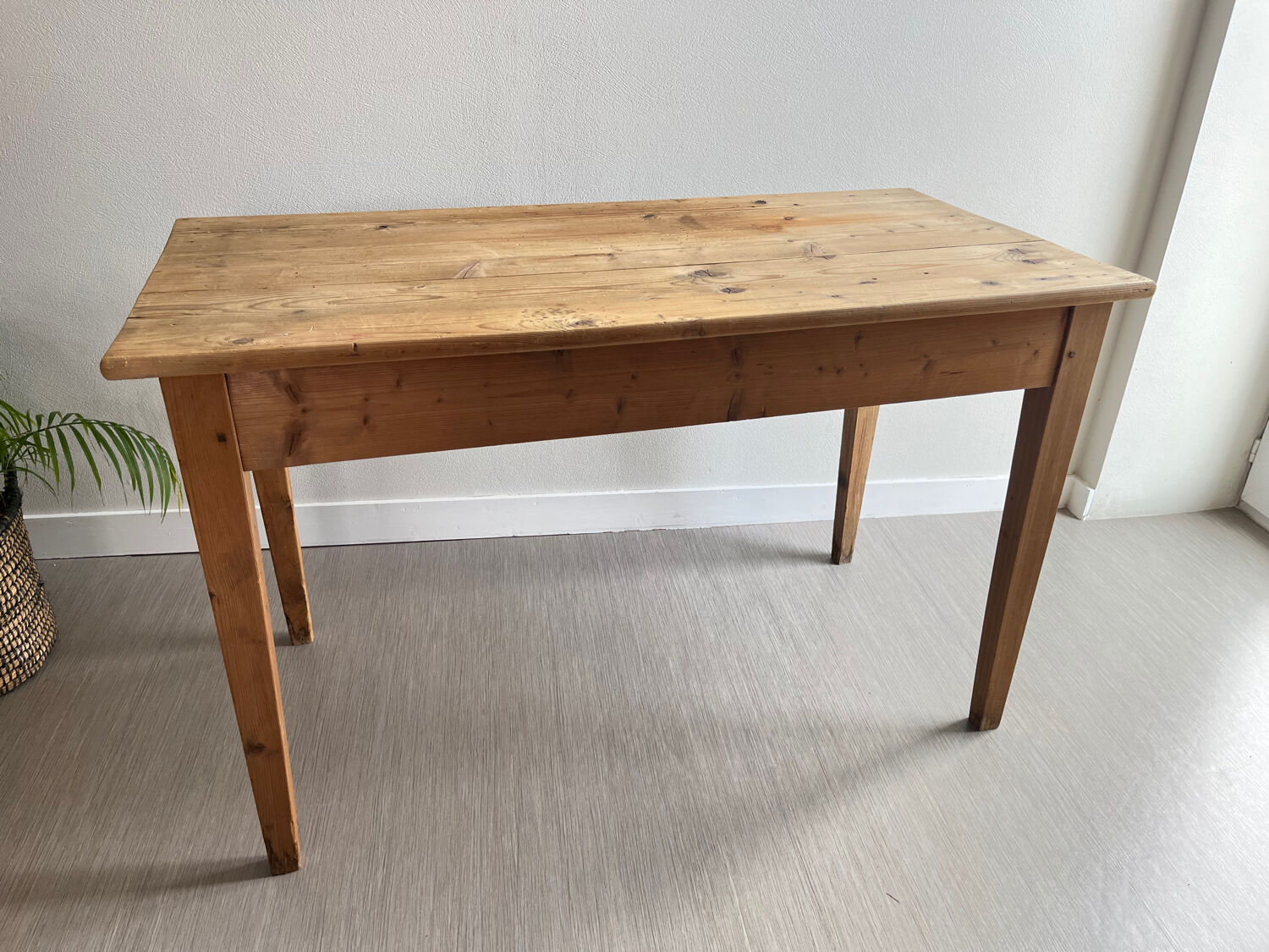 Patinated wooden farmhouse table