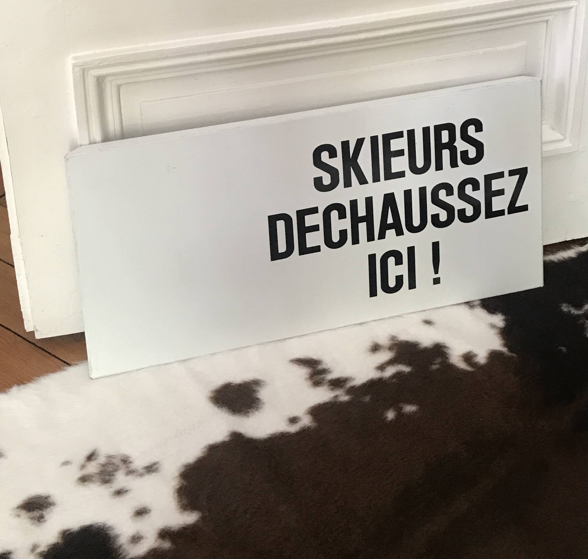 Vintage metal plate ski signage