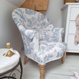 Blue toile de jouy toad armchair