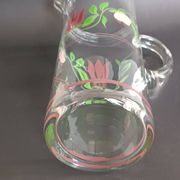 Carafe and four glasses in painted crystal, Hartzviller crystal factory, 1970