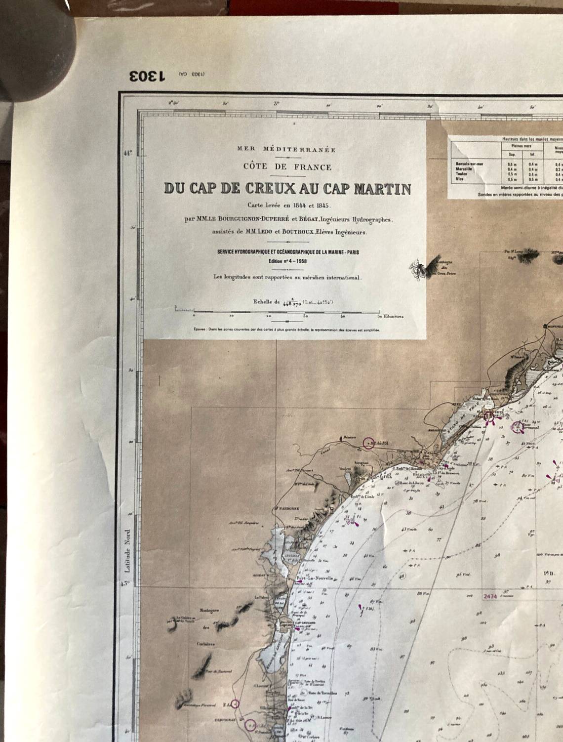 Carte marine ancienne - Golf du Lion - Mer Méditerranée