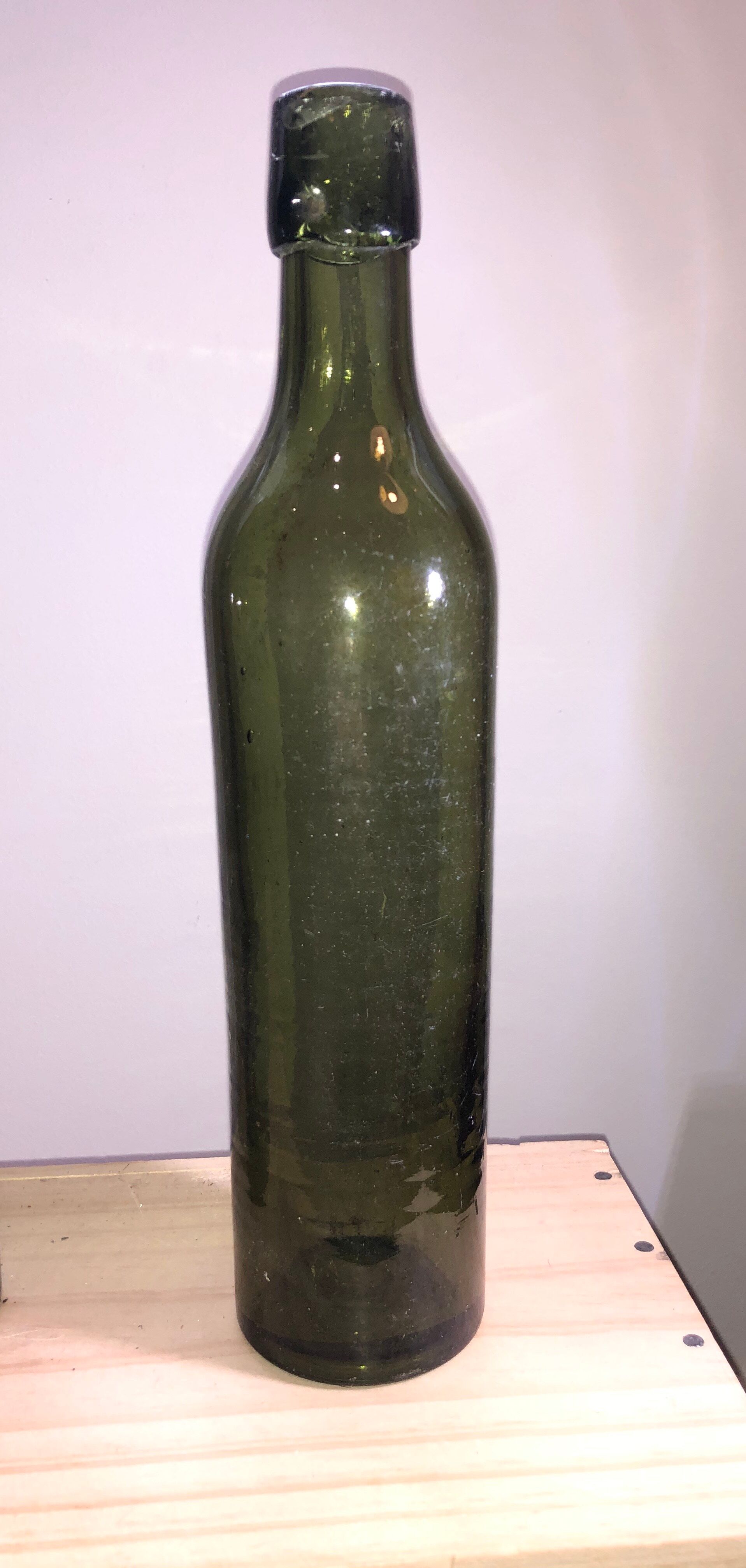 Lot of old blown glass beer bottles with marking