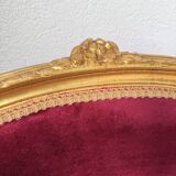 Fauteuil bois doré et velours rouge Louis XVI