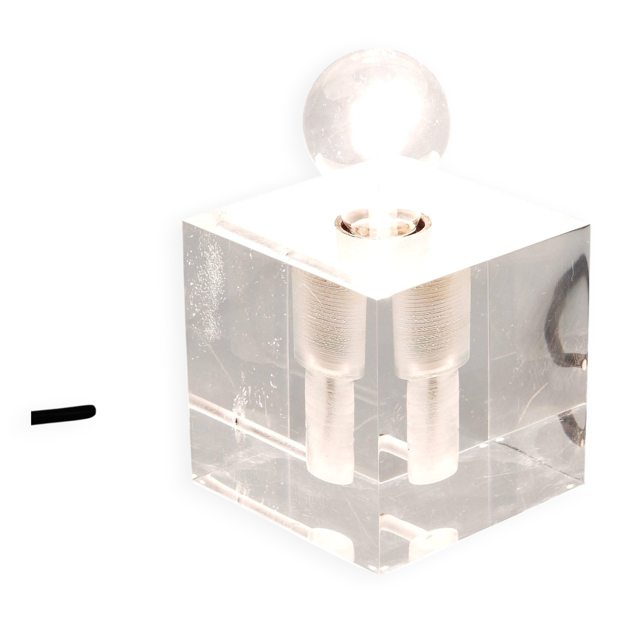 Cubic table or postmodern accent lamp in lucite, Italy, 1970s