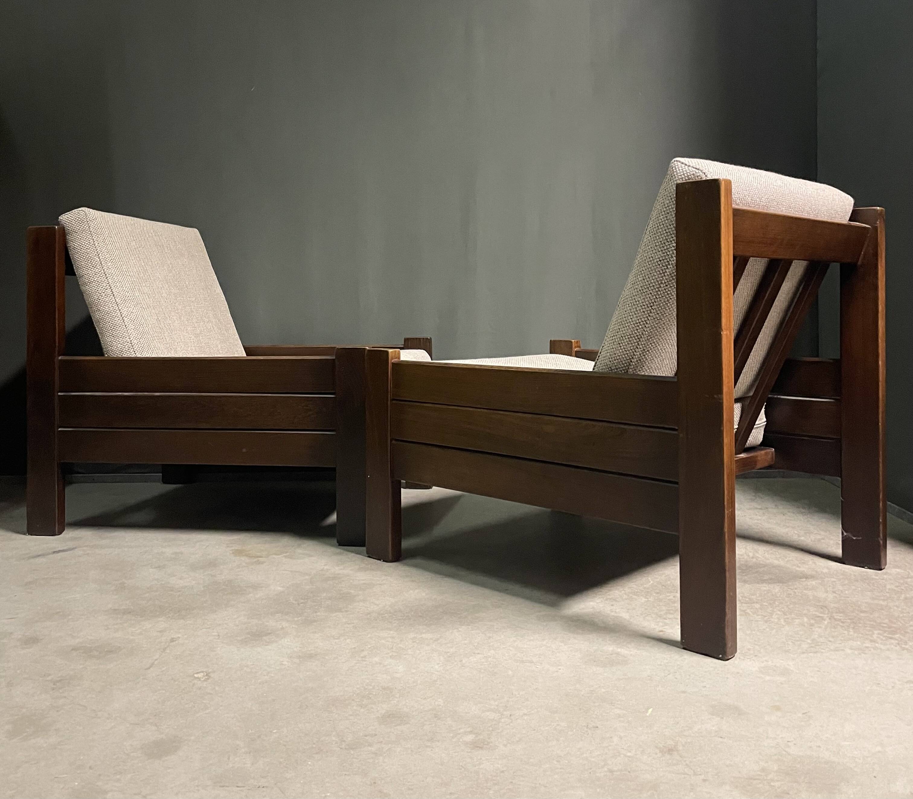 Two modernist lounge chairs from the 1960s.