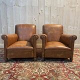 Pair of Club armchairs in imitation leather