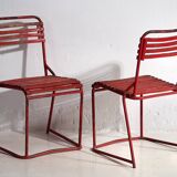 Anciennes chaises de jardin rouges (c.1920). Ensemble de 4 pièces #37