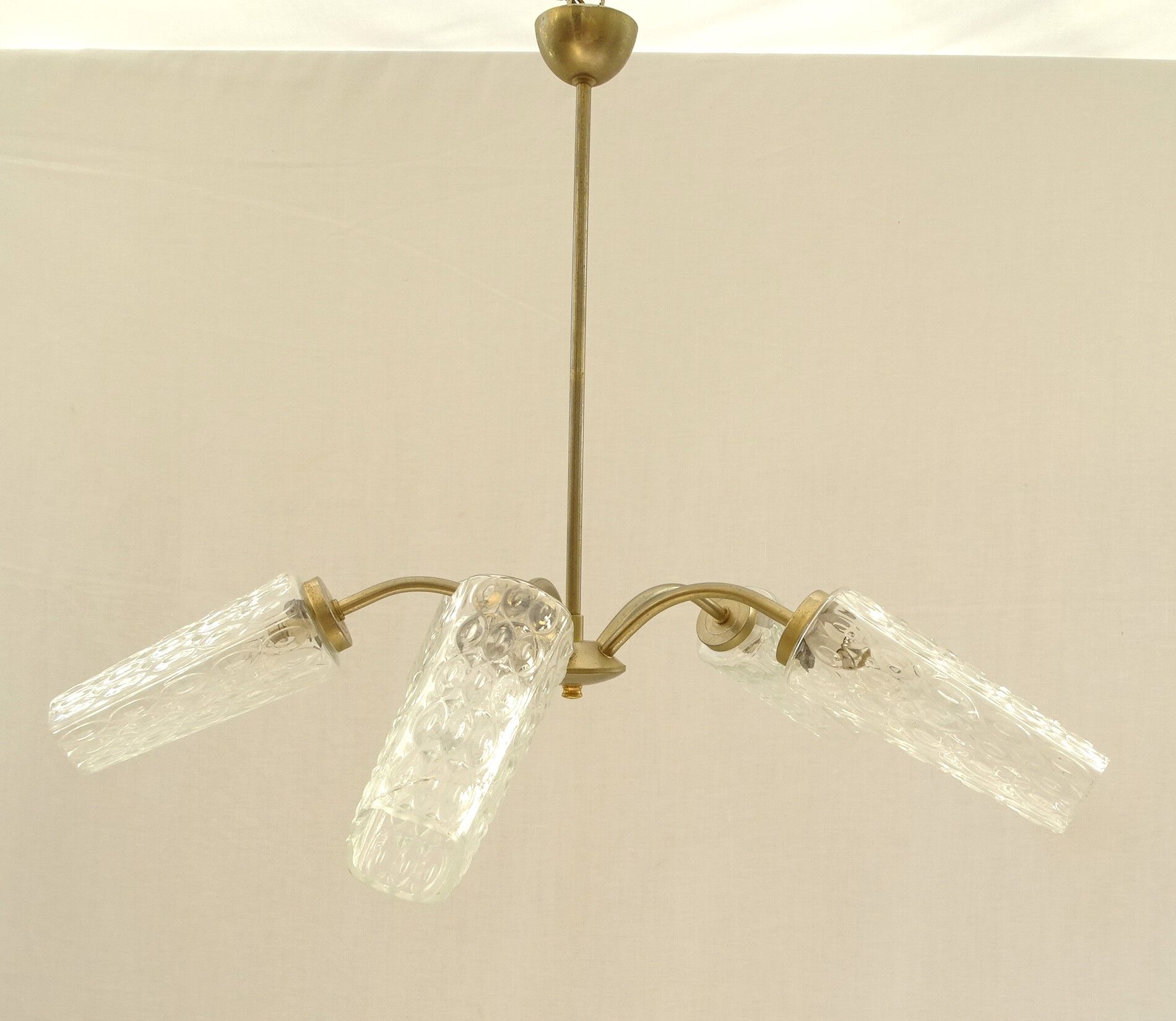 Transparent glass chandelier conical shape painted metal stucture