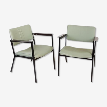 Set de 2 fauteuils en simili cuir vert menthe