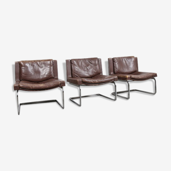 Lot de 3 fauteuils Robert Haussmann Suisse années 60